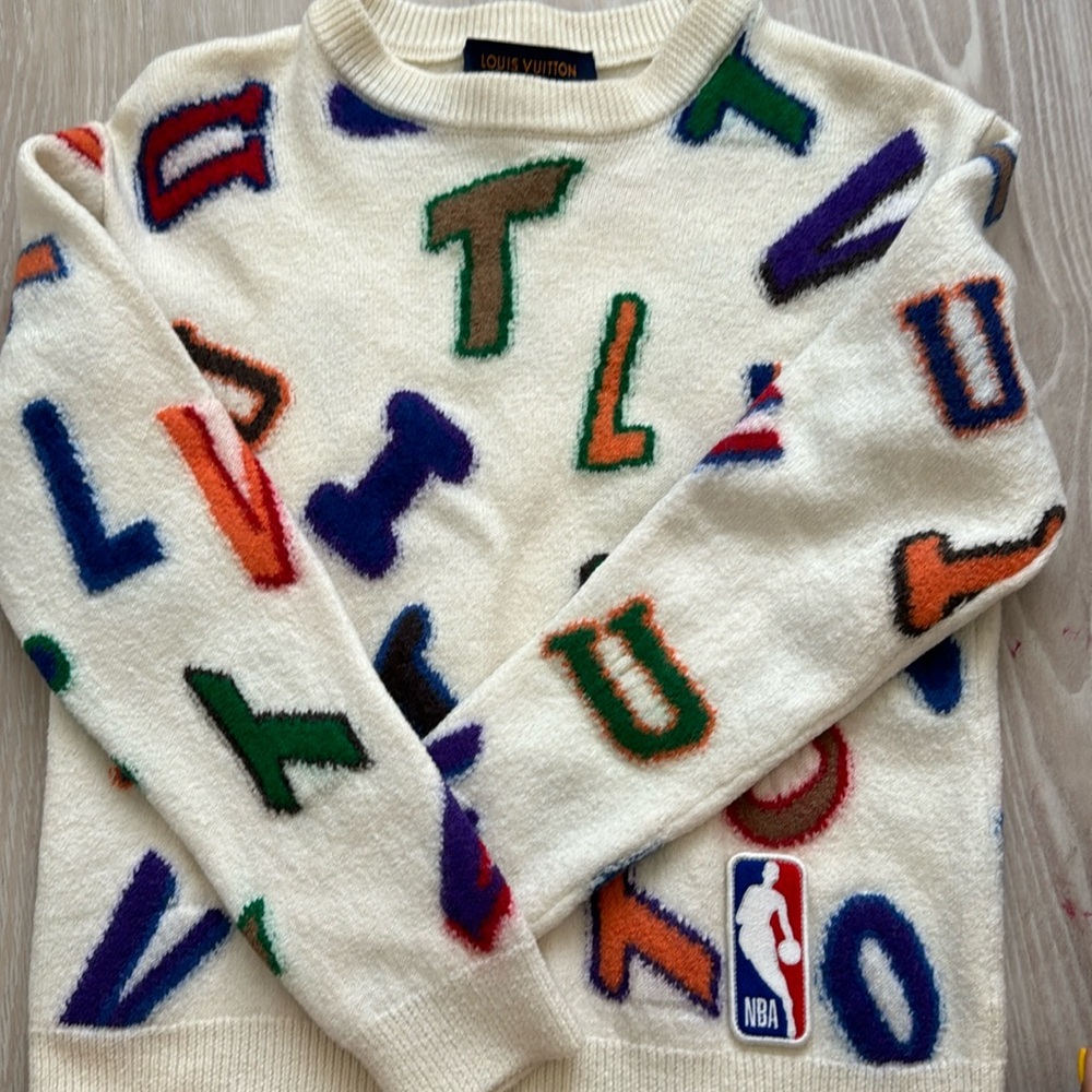 Louis Vuitton x NBA Letters Intarsia Knit Crewneck Sweater